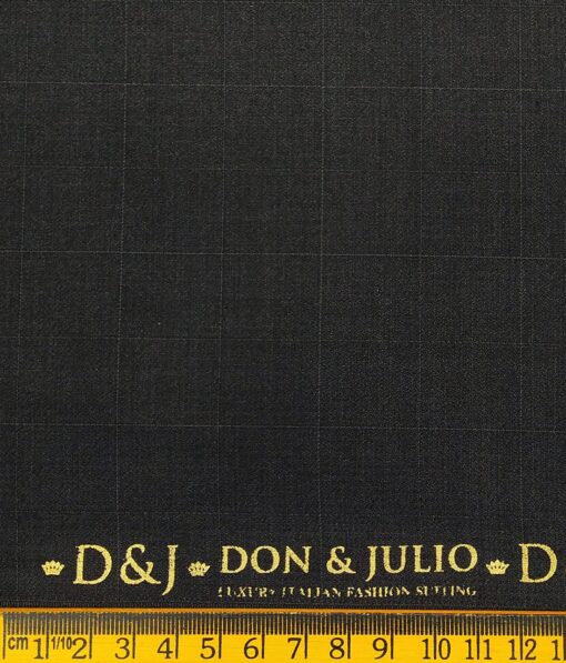 Don & Julio Men's Blackish Grey Terry Rayon Self Checks Unstitched Suiting Fabric  - 3.75 Meter