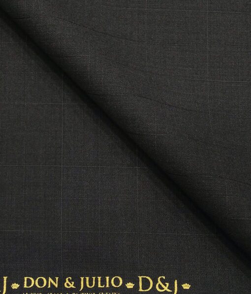 Don & Julio Men's Blackish Grey Terry Rayon Self Checks Unstitched Suiting Fabric  - 3.75 Meter