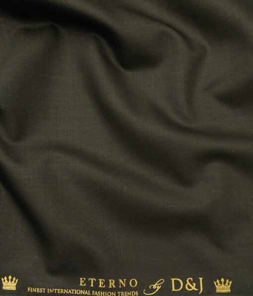 Don & Julio Men's Dark SeaWeed Green Terry Rayon Solid Satin Weave Unstitched Suiting Fabric - 3.75 Meter