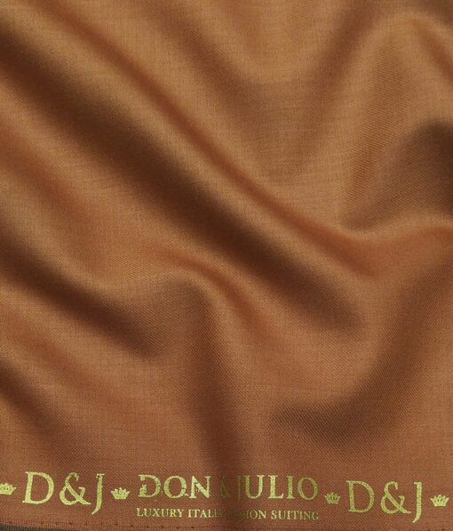 Don & Julio Men's Bronze Orange Terry Rayon Solid Satin Weave Unstitched Suiting Fabric - 3.75 Meter