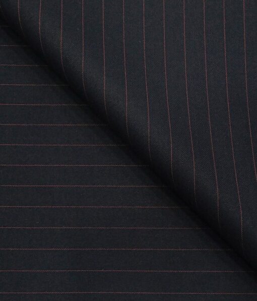 Don & Julio Men's Navy Blue Terry Rayon Mauve Pin Stripes Unstitched Suiting Fabric - 3.75 Meter