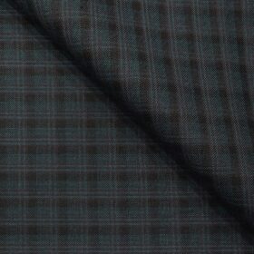 Don & Julio Men's Sea Green Terry Rayon Black Checks Unstitched Suiting Fabric - 3.75 Meter