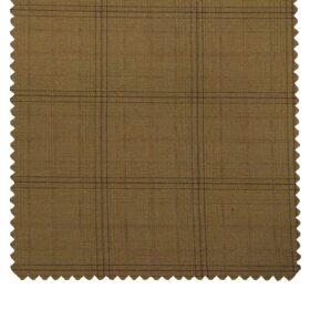 Don & Julio Men's Peanut Brown Terry Rayon Self Broad Checks Unstitched Suiting Fabric - 3.75 Meter