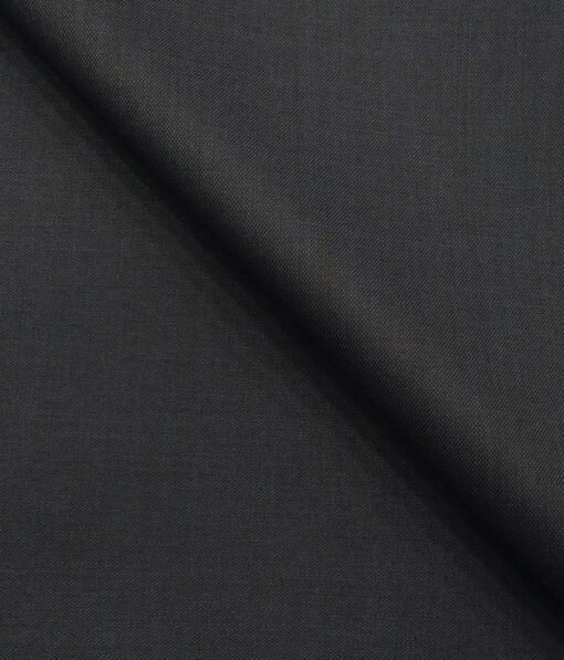 Mark & Peanni Men's Dark Greyish Green Terry Rayon Self Design Unstitched Suiting Fabric - 3.75 Meter