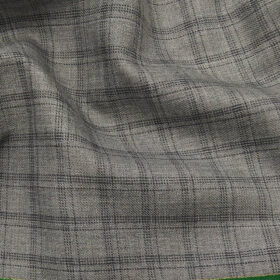 Raymond Men's Ecovera Light Grey 35% Merino Wool Black Checks Unstitched Suiting Fabric - 3.75 Meter