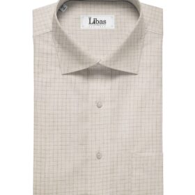 Mazury by Aditya Birla Group Men's  55% Linen 45% Cotton Brown Checks Unstitched Shirting Fabric (Cream)