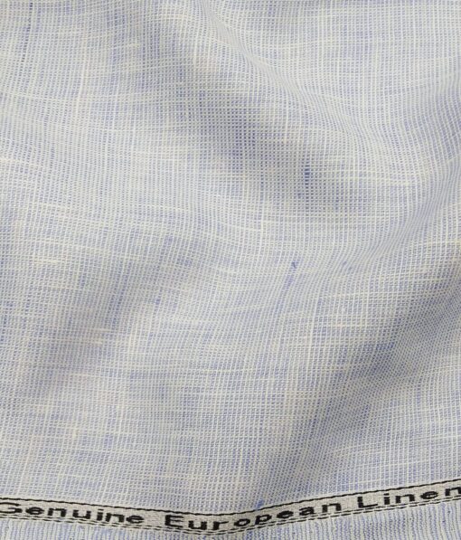 Linen Club Men's 100% Pure Linen Self Design Unstitched Shirting Fabric (Sky Blue)