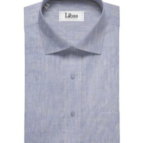 Linen Club Men's 100% Pure Linen 60 LEA Self Design Unstitched Shirting Fabric (Light Blue)