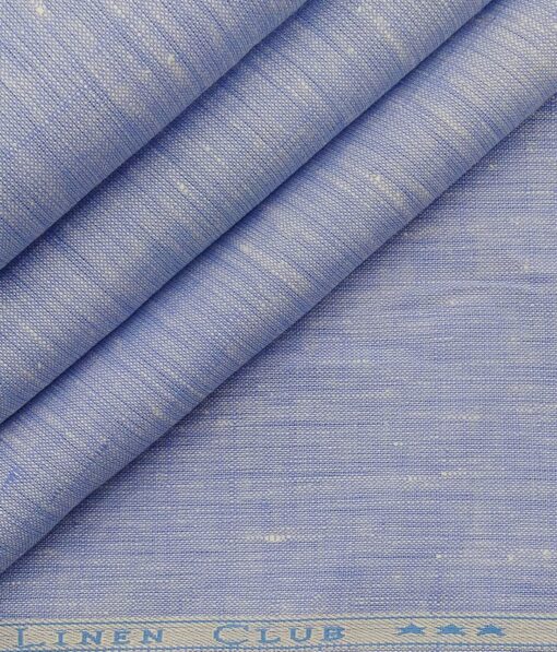 Linen Club Men's 100% Pure Linen 60 LEA Self Design Unstitched Shirting Fabric (Light Blue)