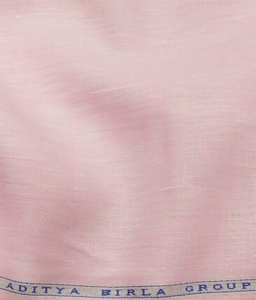 Linen Club Men's 100% Pure Linen 60 LEA Self Design Unstitched Shirting Fabric (Light Pink)