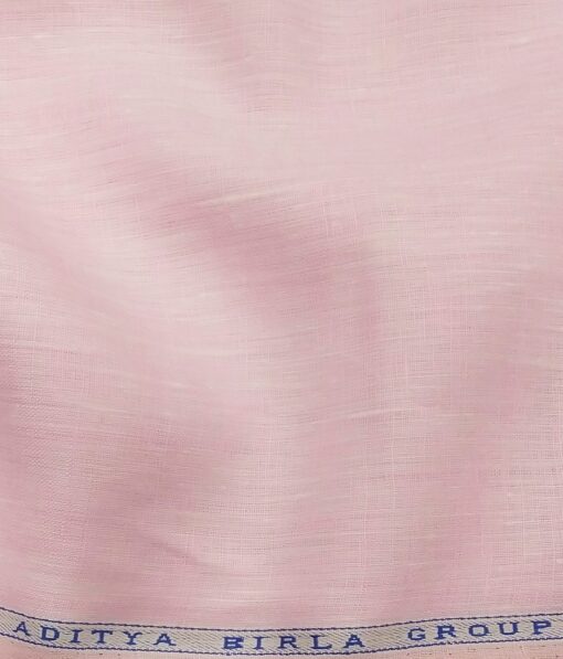 Linen Club Men's 100% Pure Linen 60 LEA Self Design Unstitched Shirting Fabric (Light Pink)