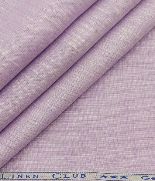 Linen Club Men's 100% Pure Linen 60 LEA Self Design Unstitched Shirting Fabric (Light Purple)