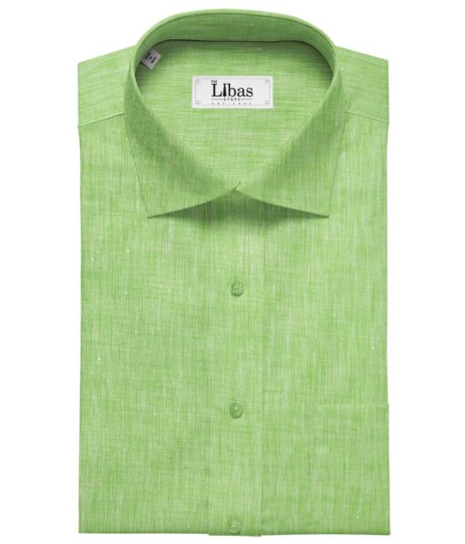 Linen Club Men's 100% Pure Linen 60 LEA Self Design Unstitched Shirting Fabric (Lime Green)