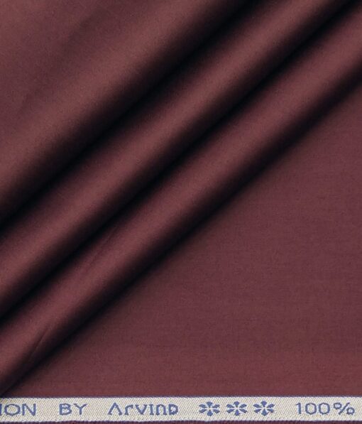 Arvind Men's 100% Premium Cotton Solids Stretchable Shirt Fabric ( Merlot Red