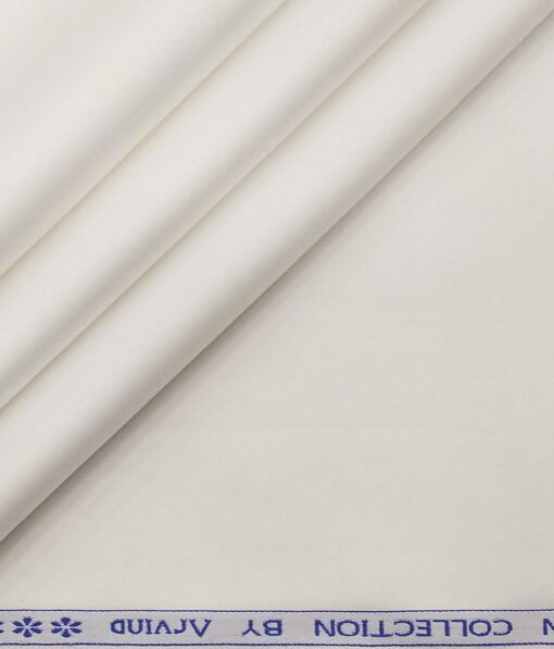 Arvind Men's 100% Premium Cotton Solids Stretchable Shirt Fabric ( White