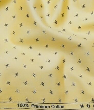 Arvind Men's 100% Premium Cotton Black Print Shirt Fabric ( Daffodil Yellow