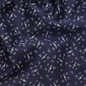Arvind Men's 100% Premium Cotton White & Grey Floral Print Shirt Fabric ( Dark Royal Blue