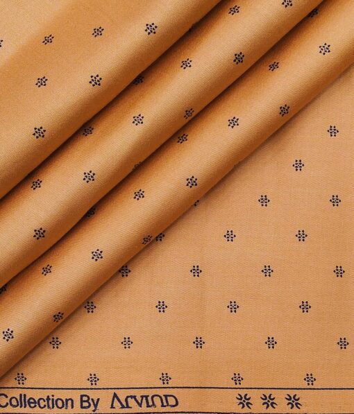 Arvind Men's 100% Premium Cotton Blue Print Shirt Fabric ( Sandstone Orange