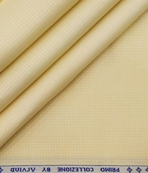 Arvind Men's 100% Premium Cotton Dobby Structured Shirt Fabric ( Beige