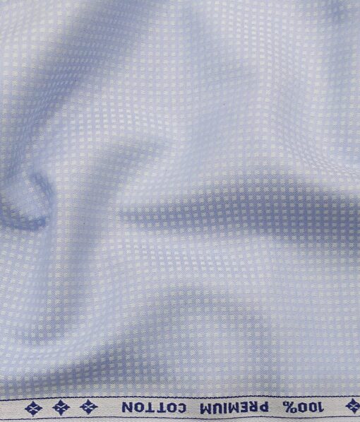 Arvind Men's 100% Premium Cotton Dobby Structured Shirt Fabric ( Light Blue