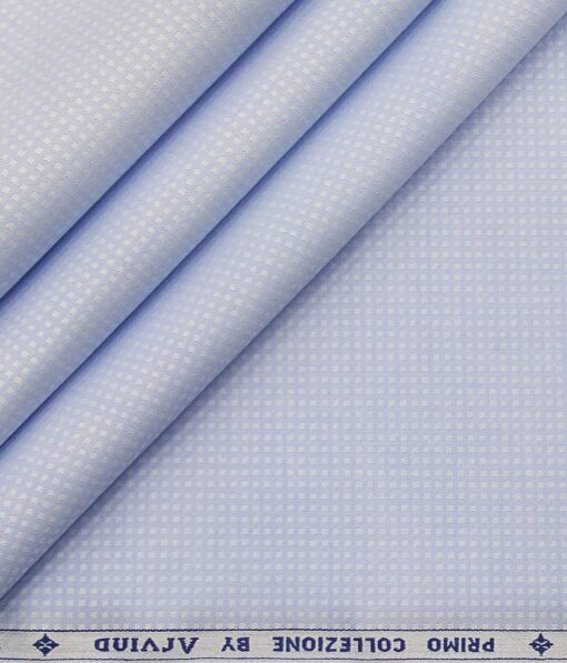 Arvind Men's 100% Premium Cotton Dobby Structured Shirt Fabric ( Light Blue