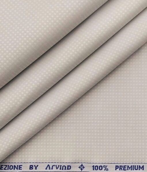 Arvind Men's 100% Premium Cotton Dobby Structured Shirt Fabric ( Light Grey