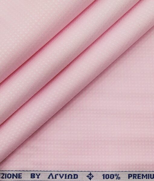 Arvind Men's 100% Premium Cotton Dobby Structured Shirt Fabric ( Light Rose Pink