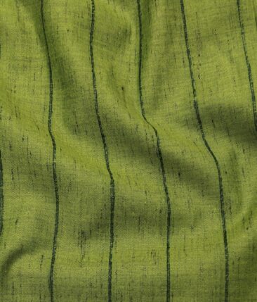 Exquisite Men's 100% Cotton Horizontal Striped Unstitched Shirt Fabric (Moss Green