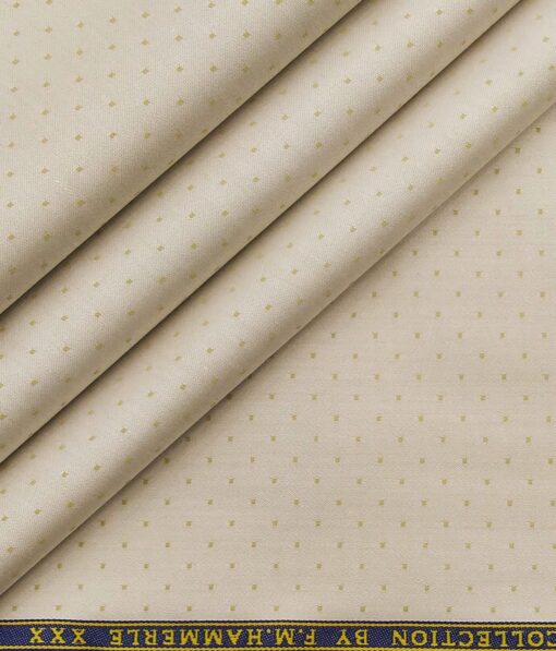 F.M. Hammerle Men's 100% Giza Cotton Dobby Structured Unstitched Shirt Fabric (Beige