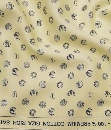 Mafatlal Men's 100% Cotton Dark Blue Printed Unstitched Shirt Fabric (Banana Yellow