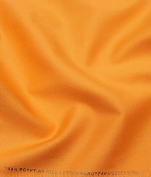 Nemesis Men's 100% Giza Cotton Solid Satin Unstitched Shirt Fabric (Apricot Orange