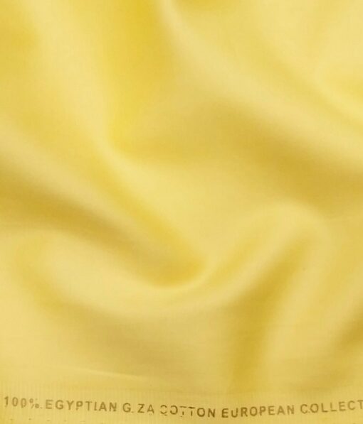 Nemesis Men's 100% Giza Cotton Solid Satin Unstitched Shirt Fabric (Blonde Yellow