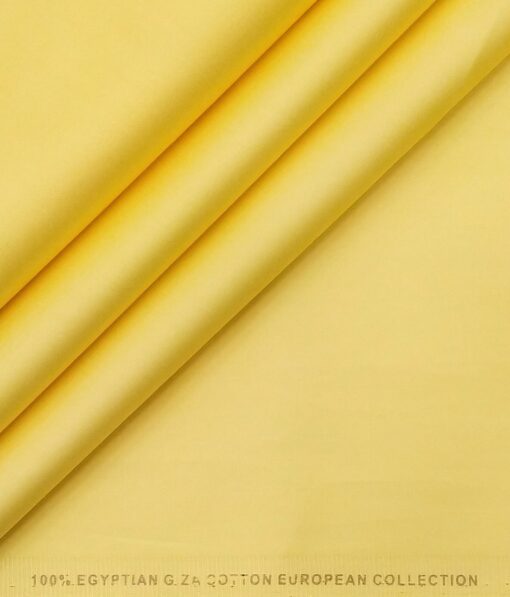 Nemesis Men's 100% Giza Cotton Solid Satin Unstitched Shirt Fabric (Blonde Yellow
