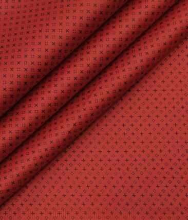 Nemesis Men's 100% Giza Cotton Blue Print Unstitched Shirt Fabric (Blood Red