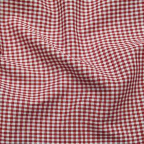 Raymond Men's 100% Giza Cotton Red Micro Checks Unstitched Shirt Fabric (White)