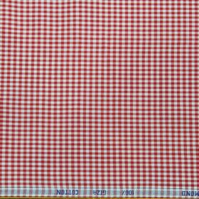 Raymond Men's 100% Giza Cotton Red Micro Checks Unstitched Shirt Fabric (White)