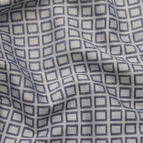 Raymond Men's 100% Giza Cotton 2 Ply Super 100's Grey Squares Dobby Unstitched Shirt Fabric (Light Grey)