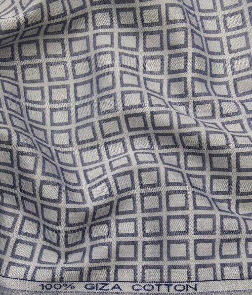 Raymond Men's 100% Giza Cotton 2 Ply Super 100's Grey Squares Dobby Unstitched Shirt Fabric (Light Grey)