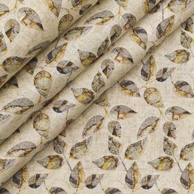 Raymond Men's 100% Pure Linen Multicolor Floral Digital Print Unstitched Shirt Fabric (Beige)