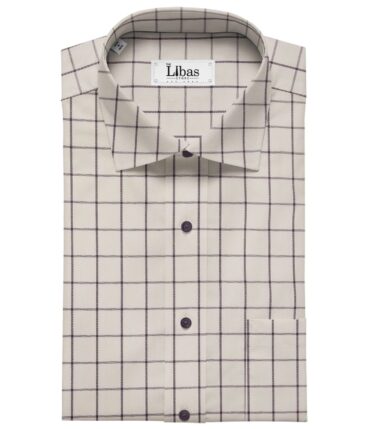 Raymond Men's 100% Premium Cotton Purple Checks Unstitched Shirt Fabric (Cream)