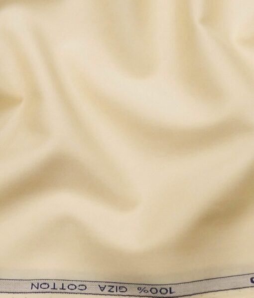 Raymond Men's 100% Giza Cotton Solid Unstitched Shirt Fabric (Egg Nog Beige)