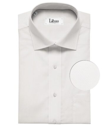 Raymond Men's 100% Premium Cotton Jacquard Unstitched Shirt Fabric (White)