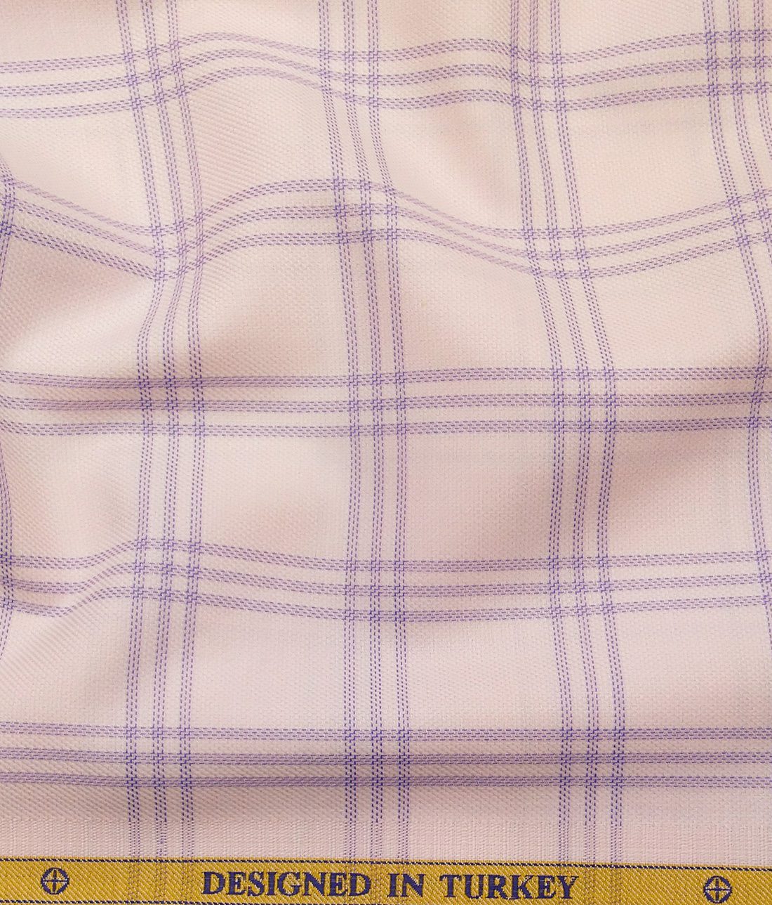 Soktas Men's 100% Egyptian Giza Cotton Purple Broad Checks Unstitched Shirt Fabric (Light Pink