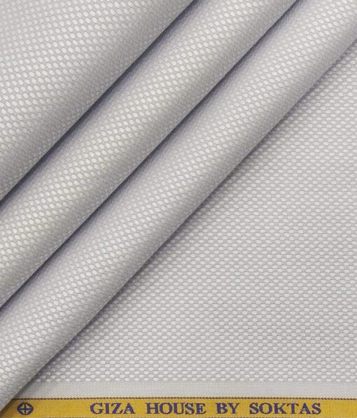 Soktas Men's 100% Egyptian Giza Cotton Oxford Weave Structured Unstitched Shirt Fabric (Light Grey