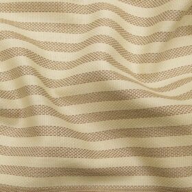 Soktas Men's 100% Egyptian Giza Cotton Brown Stripes Unstitched Shirt Fabric (Beige