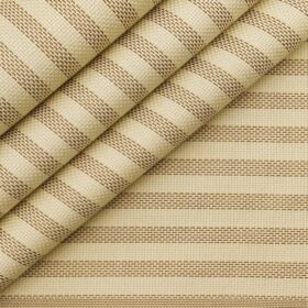 Soktas Men's 100% Egyptian Giza Cotton Brown Stripes Unstitched Shirt Fabric (Beige