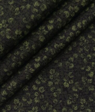 Solino Men's 100% Premium Cotton Floral Print Unstitched Shirt Fabric (Dark Green