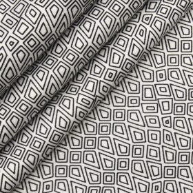 Solino Men's 100% Premium Cotton Black Print Unstitched Shirt Fabric (White