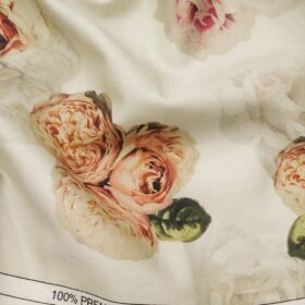 Solino Men's 100% Premium Cotton Digital Multicolor Floral Print Unstitched Shirt Fabric (Oyster Beige