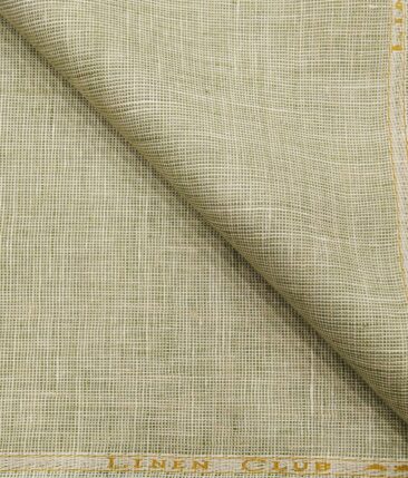 Linen Club Men's 100% Pure Linen Self Design Unstitched Suiting Fabric (Oyster Green